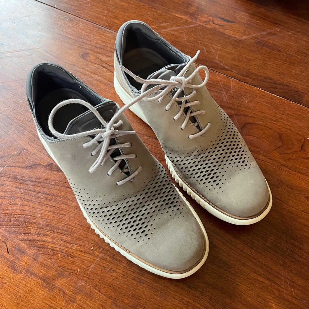 Cole Haan Mens 2.0 Zerogrand Laser Wingtip Oxford Gray Shoes C23814 Size 10M